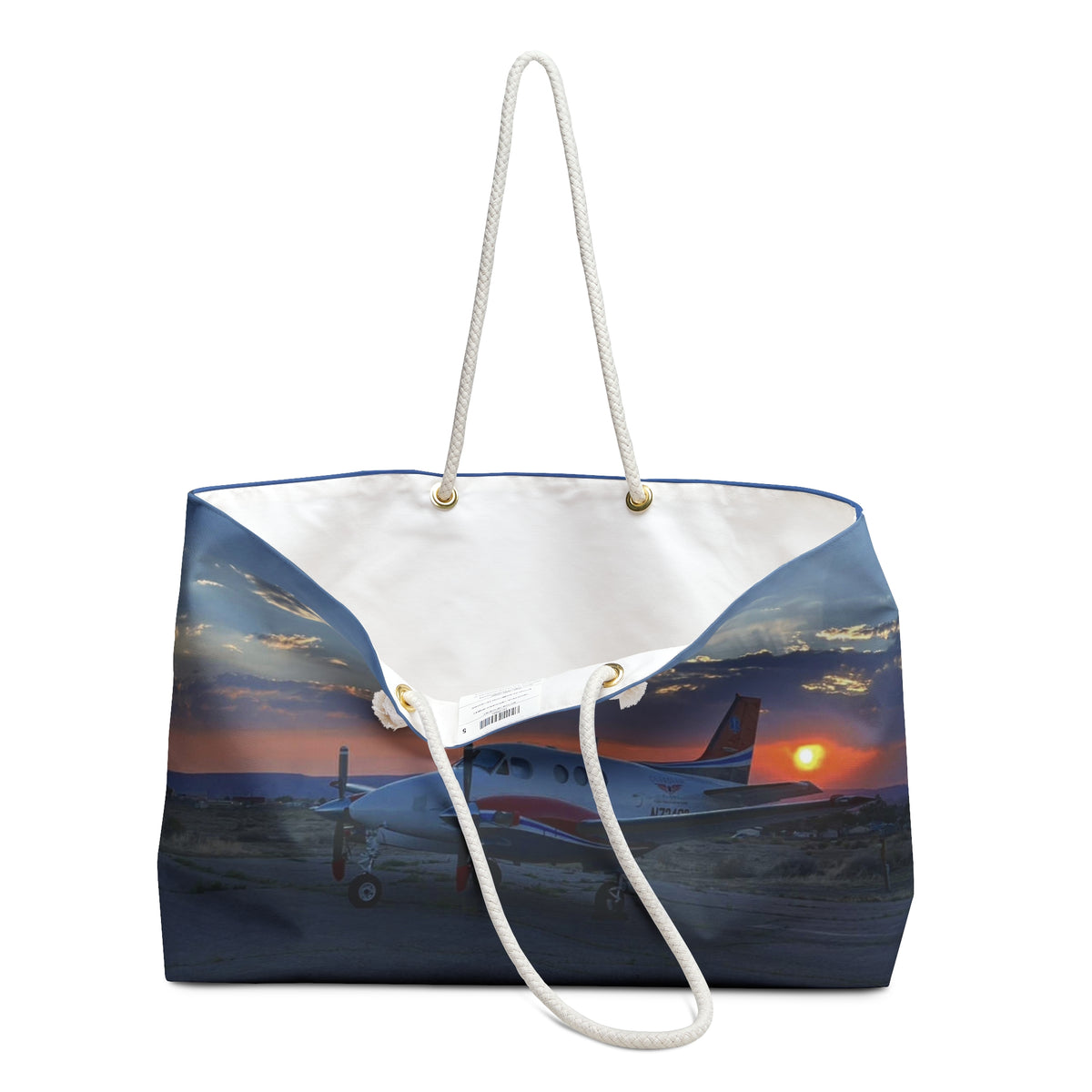Aviation Sunset Weekender Bag - Travel Tote with Airplane Sunset Print