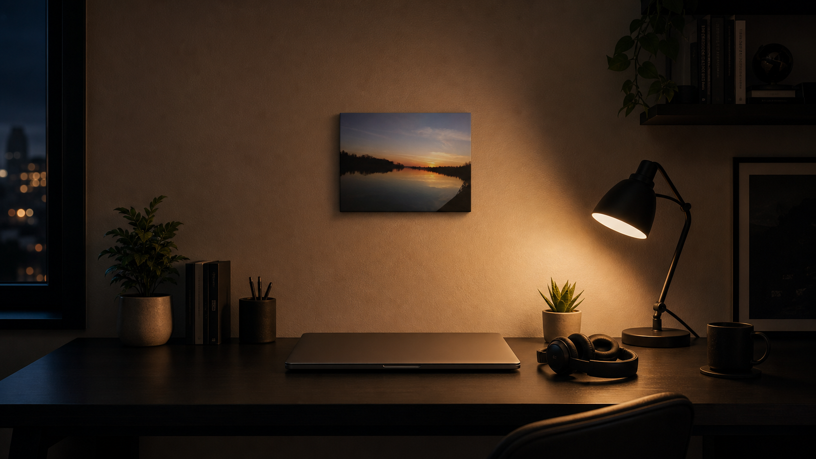 Sunset Lake Reflection Canvas
