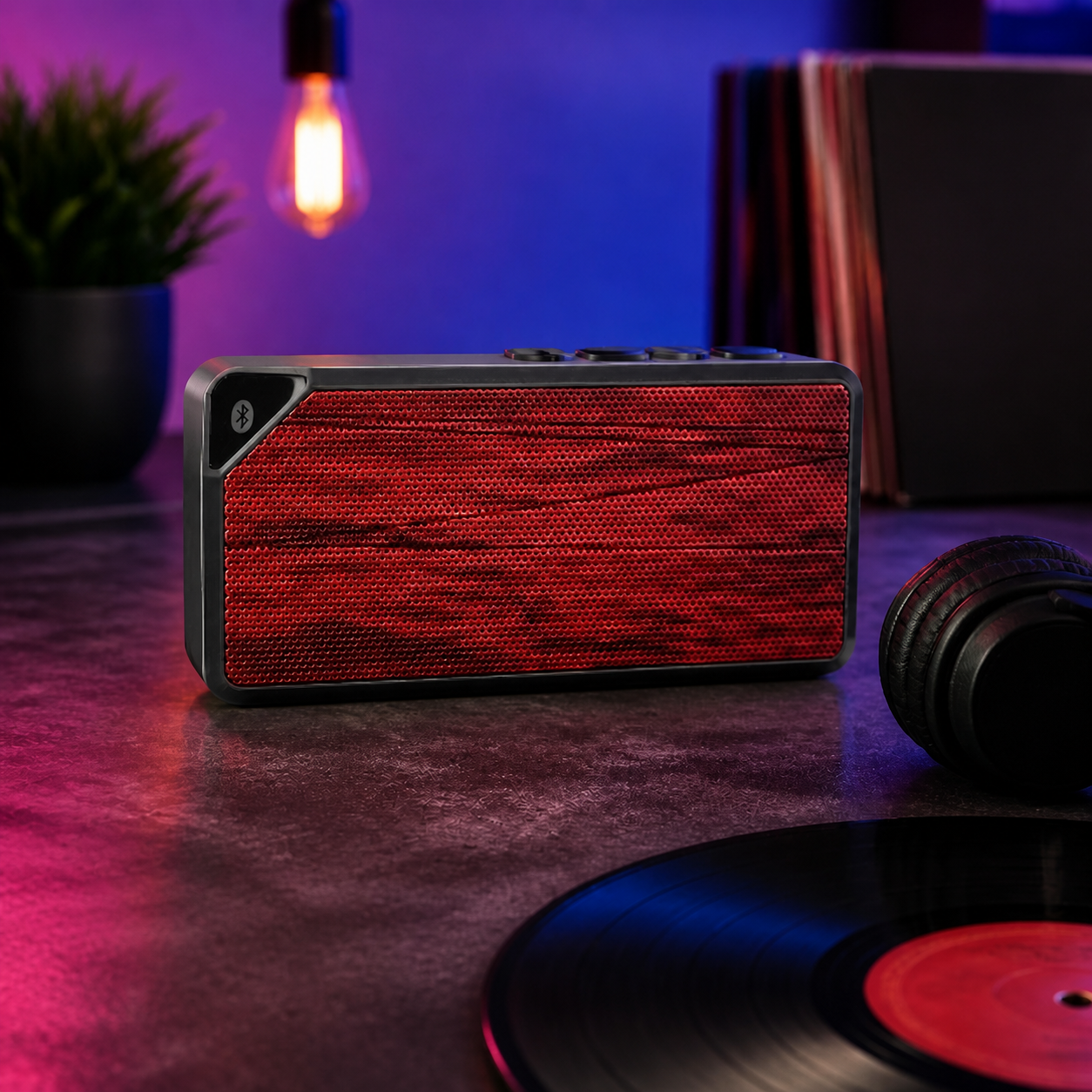 Portable Blootooth Speaker - Burnt Orange & Black Sunset Cloud Reflections