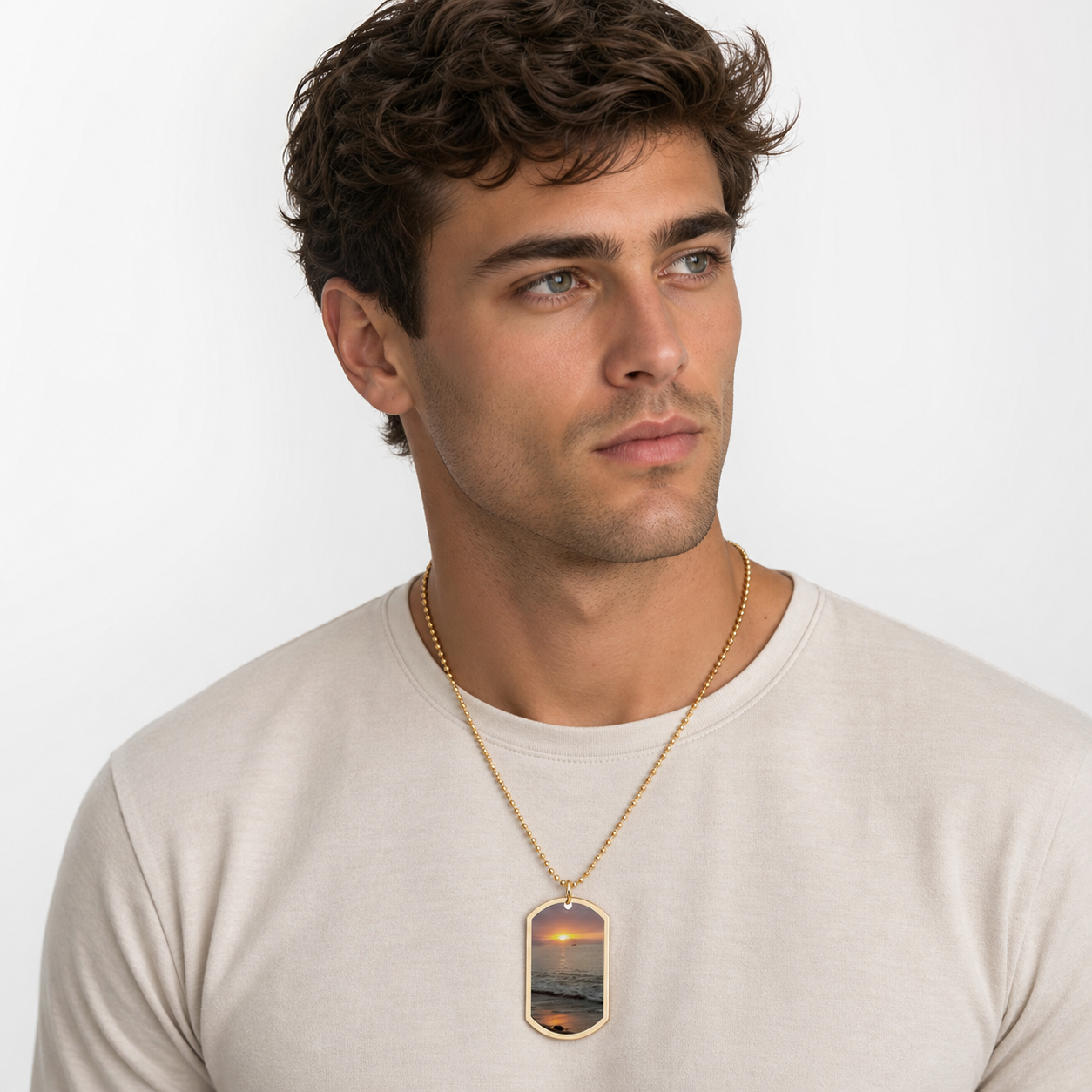 Sunset Beach Dog Tag Necklace