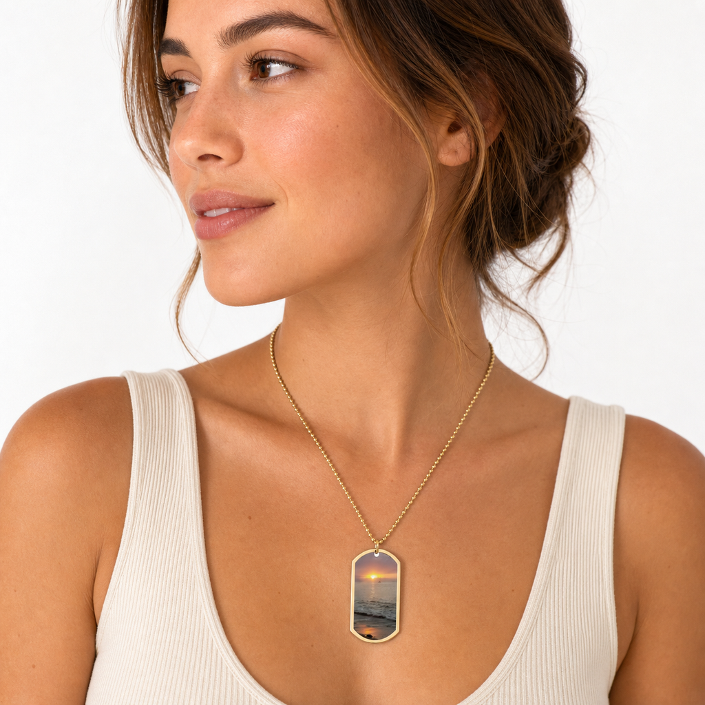 Sunset Beach Dog Tag Necklace