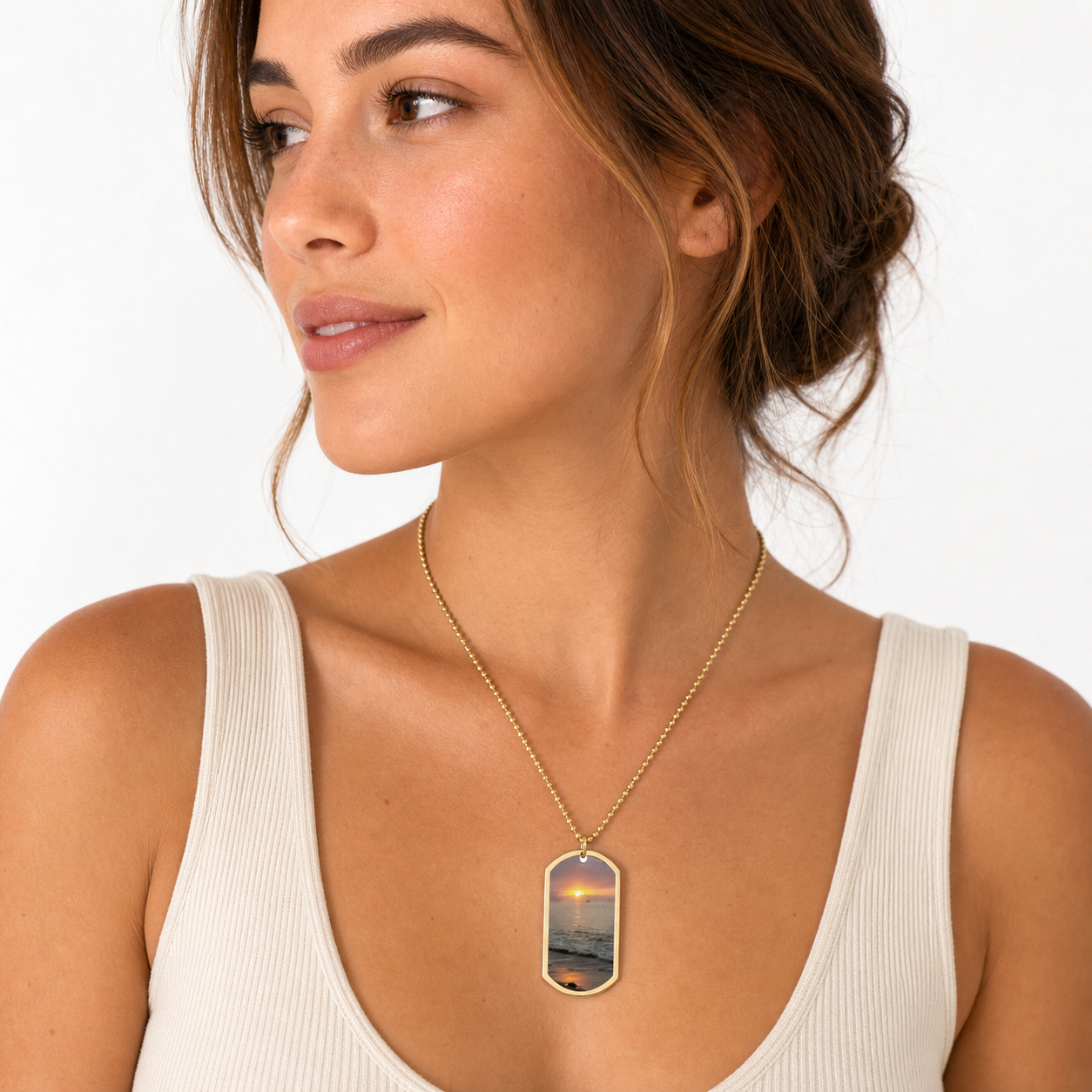 Sunset Beach Dog Tag Necklace