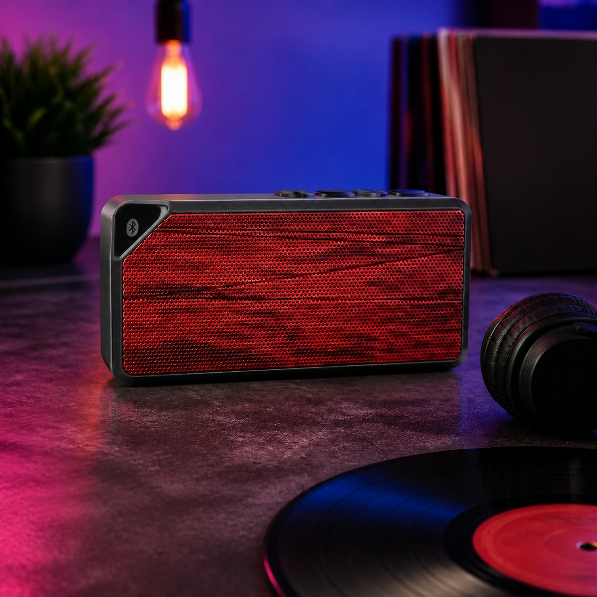 Portable Blootooth Speaker - Burnt Orange & Black Sunset Cloud Reflections