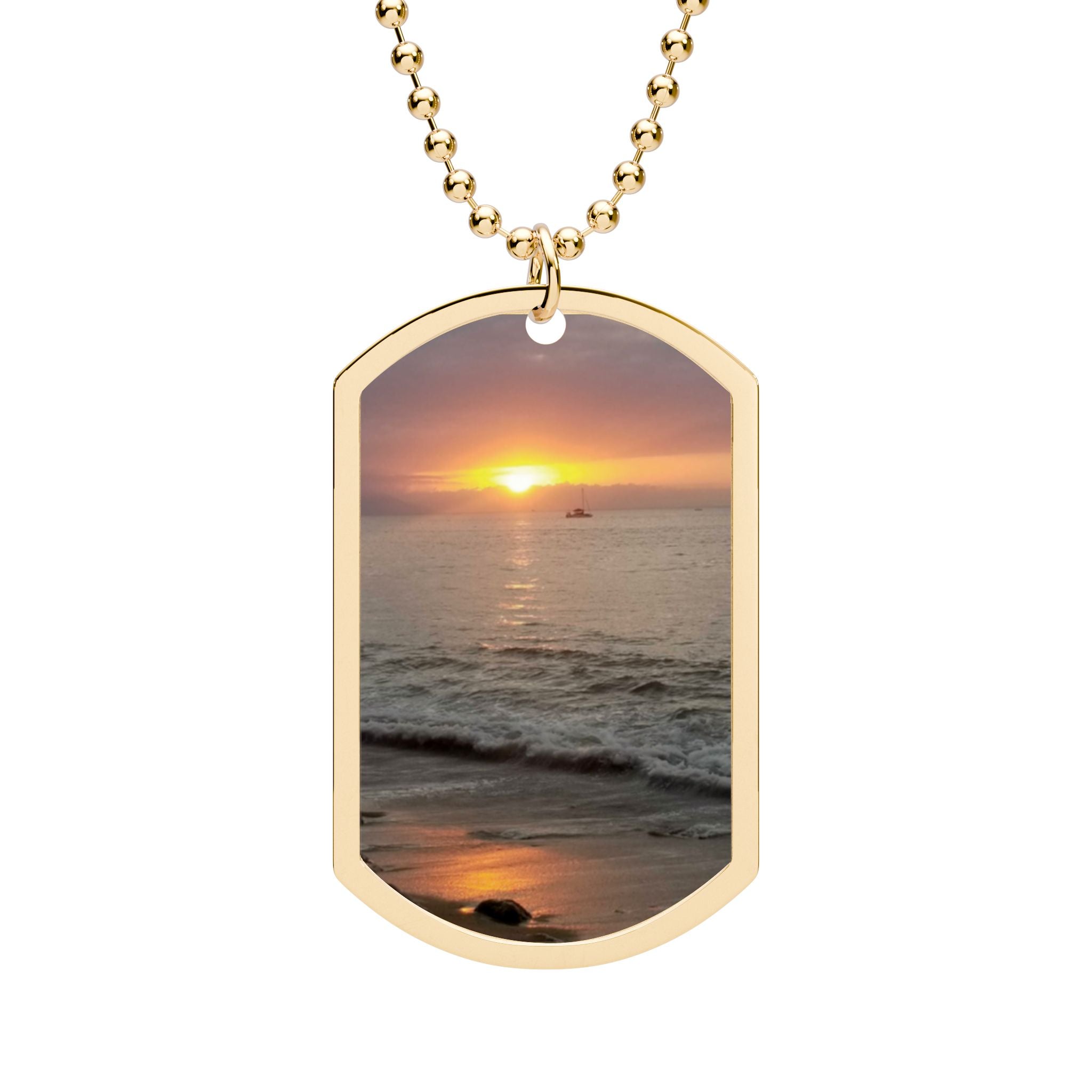 Sunset Beach Dog Tag Necklace