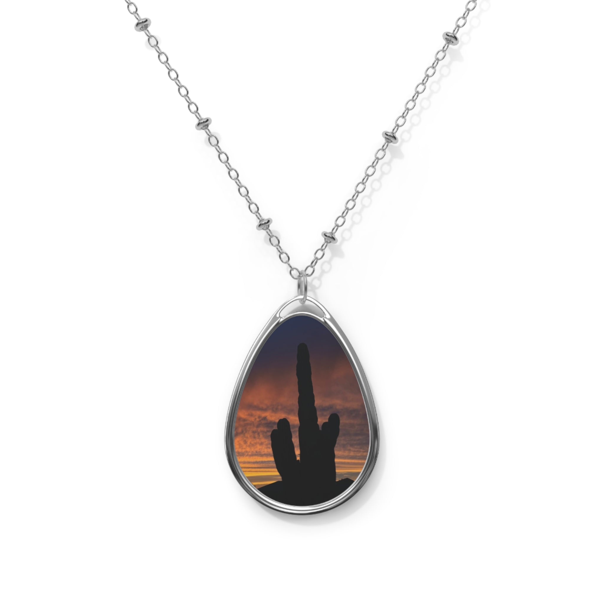 Cactus Sunset Oval Necklace