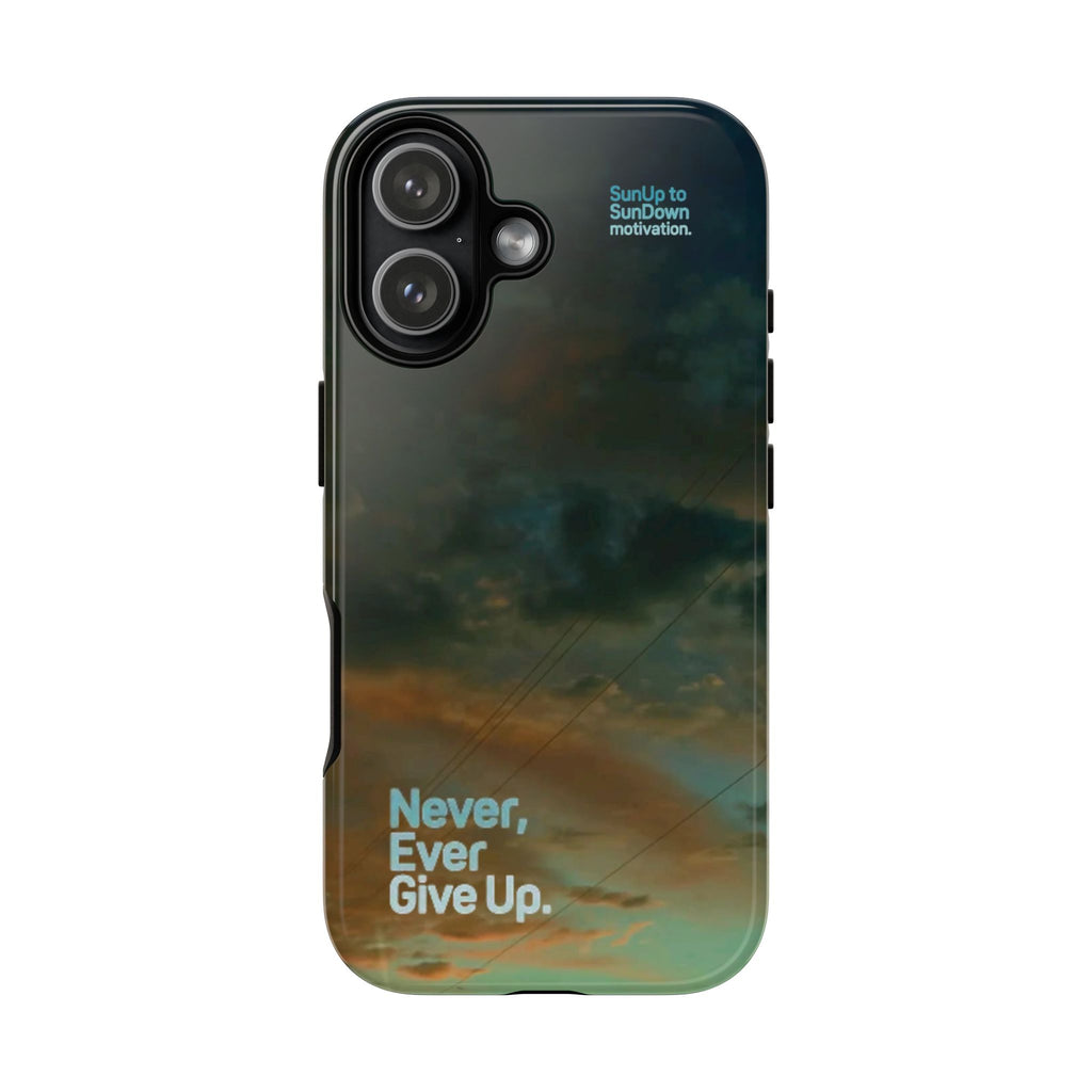 Never Give Up — Uganda Sky iPhone 17 Case