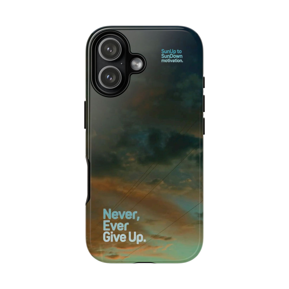 Never Give Up — Uganda Sky iPhone 17 Case